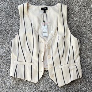 Express Beige and Black Striped Vest